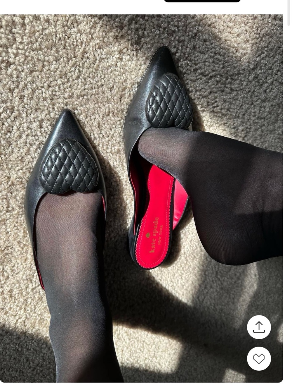 kate spade Black Quilted Pointed-Toe Slip-On Mules